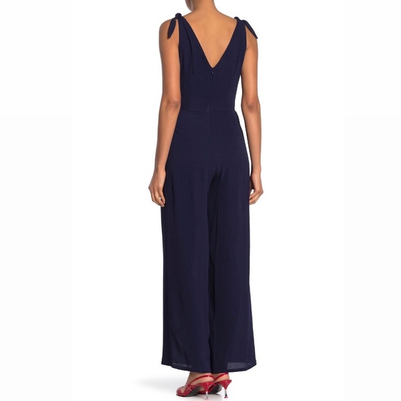 Betsey Johnson Navy Seals Tie Shoulder Wide Leg Jumpsuit Size 8 New w/Tag $128 - Picture 2 of 8